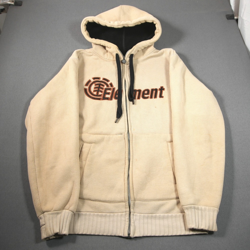 Y2K Element Waffle Knit HeaveyWeight Embroidered Logo Men Hoodie XL Skate Faded